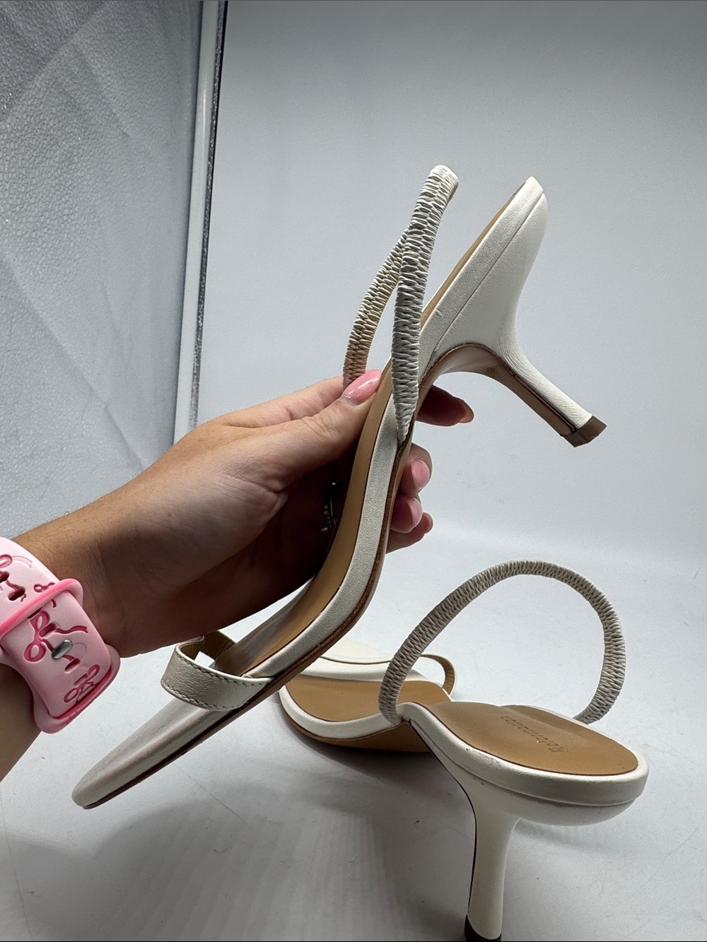 Reformation White Sling Back Heels Size 10 - Picture 5 of 16